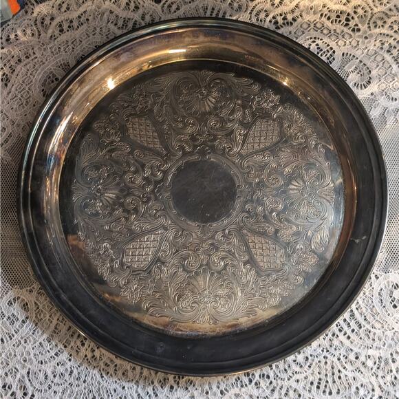 4 Piece Vintage Ornate Silver Plate Coffee/Tea Pot, Creamer, Sugar & Tray Set - Picture 7 of 8